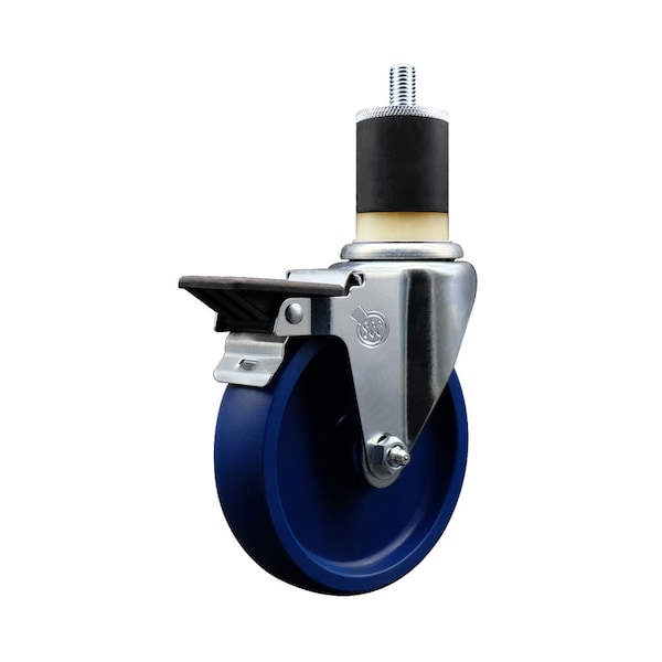 5'' Solid Poly Swivel 1-7/8'' Expanding Stem Caster with Brake